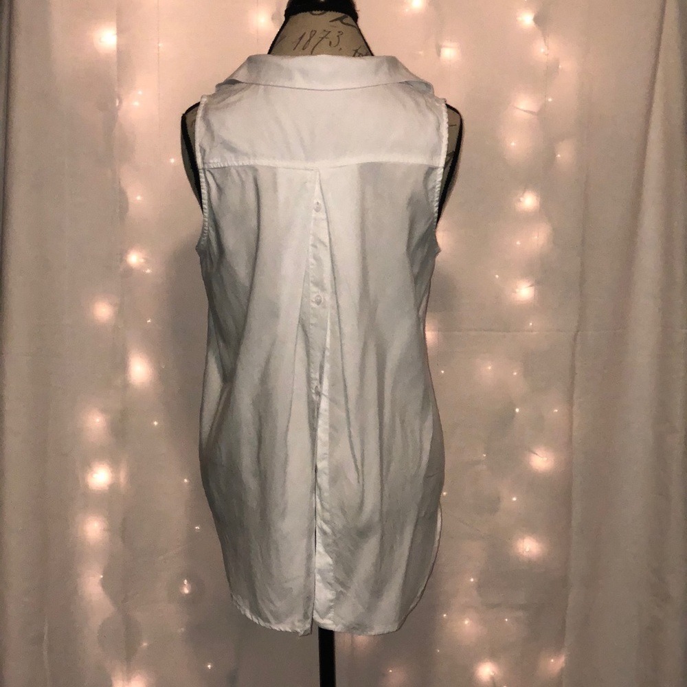 Cloth & Stone White Sleeveless Collared Shirt Medium - Picture 3 of 8